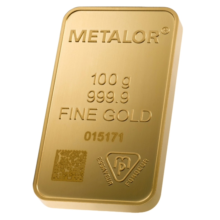 Metalor - 100 gram guldbarre stanset - Image 3