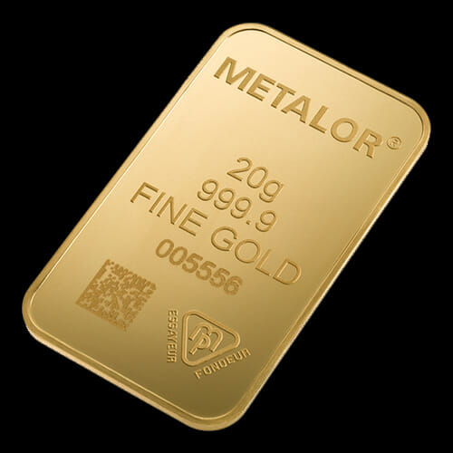 Metalor Guldbarre Stanset 20 G.