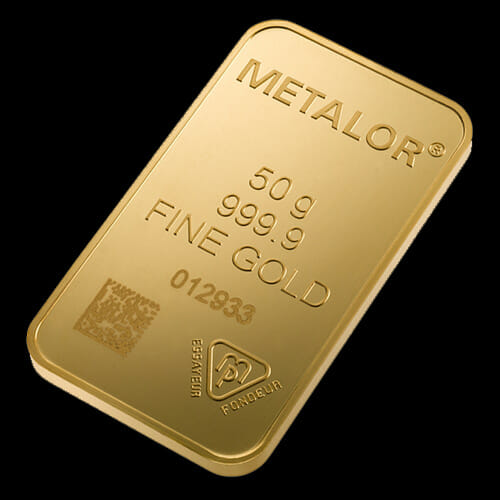 Metalor Guldbarre Stanset 50 G.