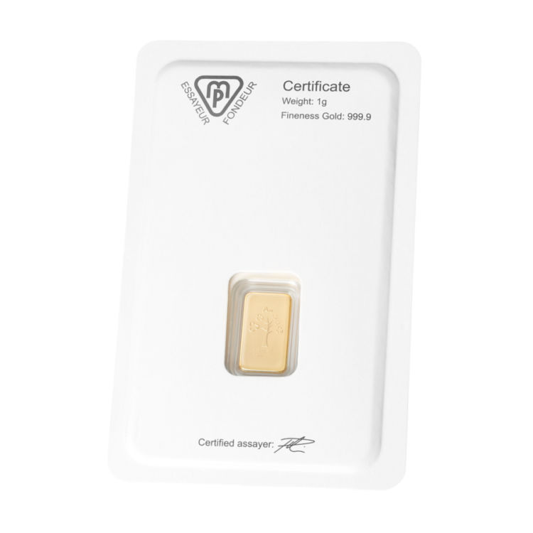 Metalor - 1 gram guldbarre stanset - Image 2