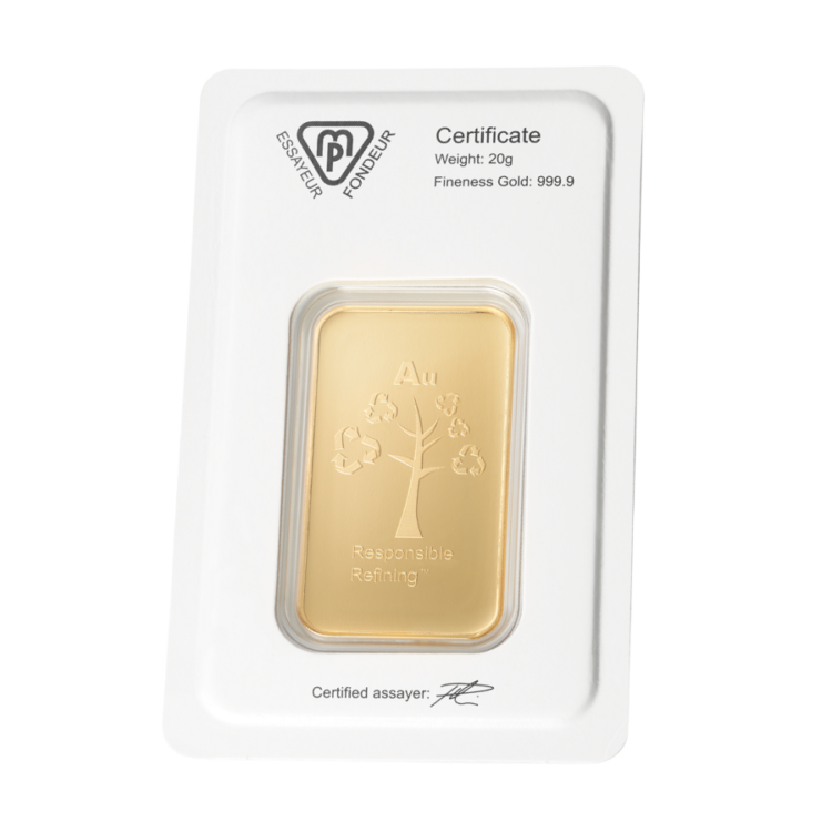 Metalor - 20 gram guldbarre stanset - Image 2
