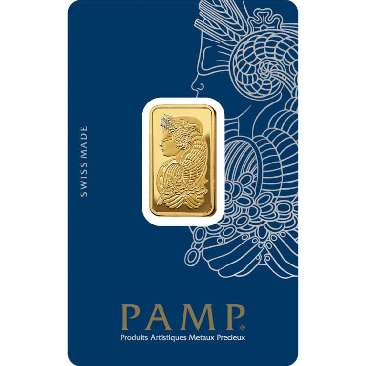 PAMP - 10 gram guldbarre stanset