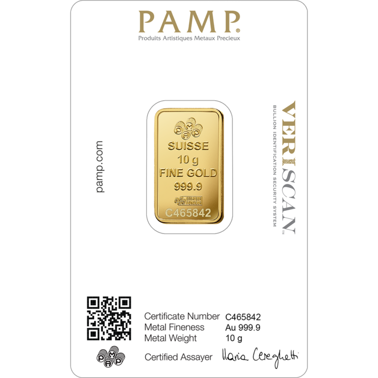 PAMP - 10 gram guldbarre stanset - Image 2