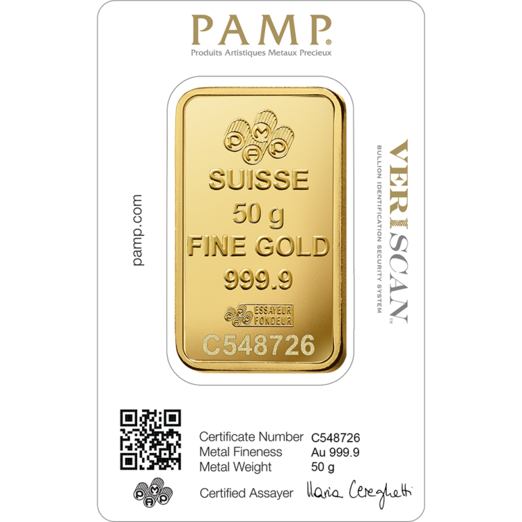 PAMP - 50 gram guldbarre stanset - Image 2