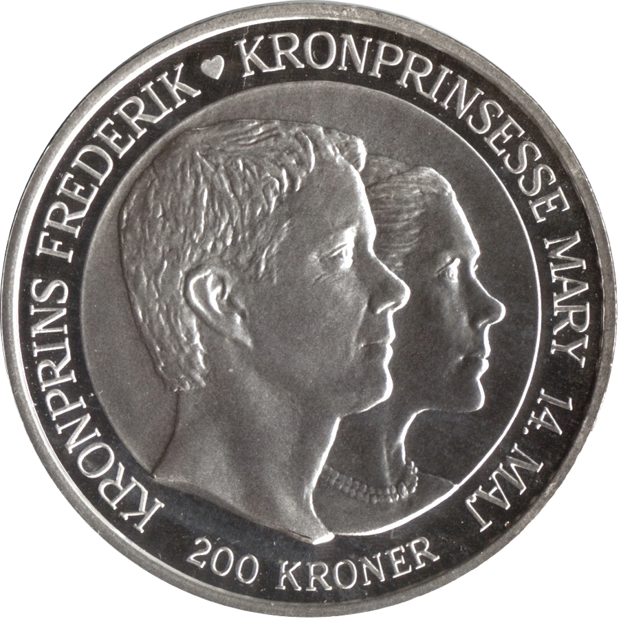 Sølvmønt - Erindringsmønt 1 oz fra kronprinsparrets bryllup i 2004