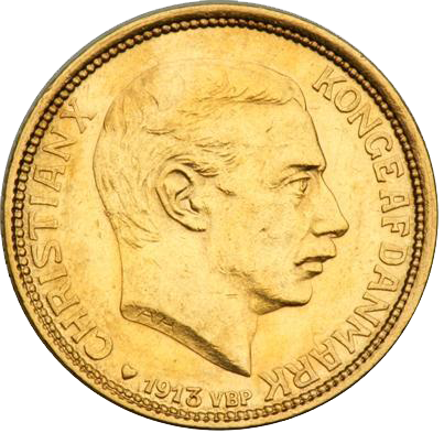 Christian x 10 kr guld mønt